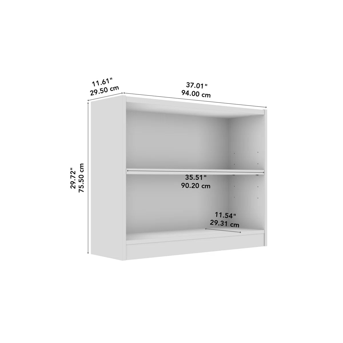 Paulica Small 2 Shelf Bookcase - Set of 2, Storage Bookshelves for Home Office and Living Room