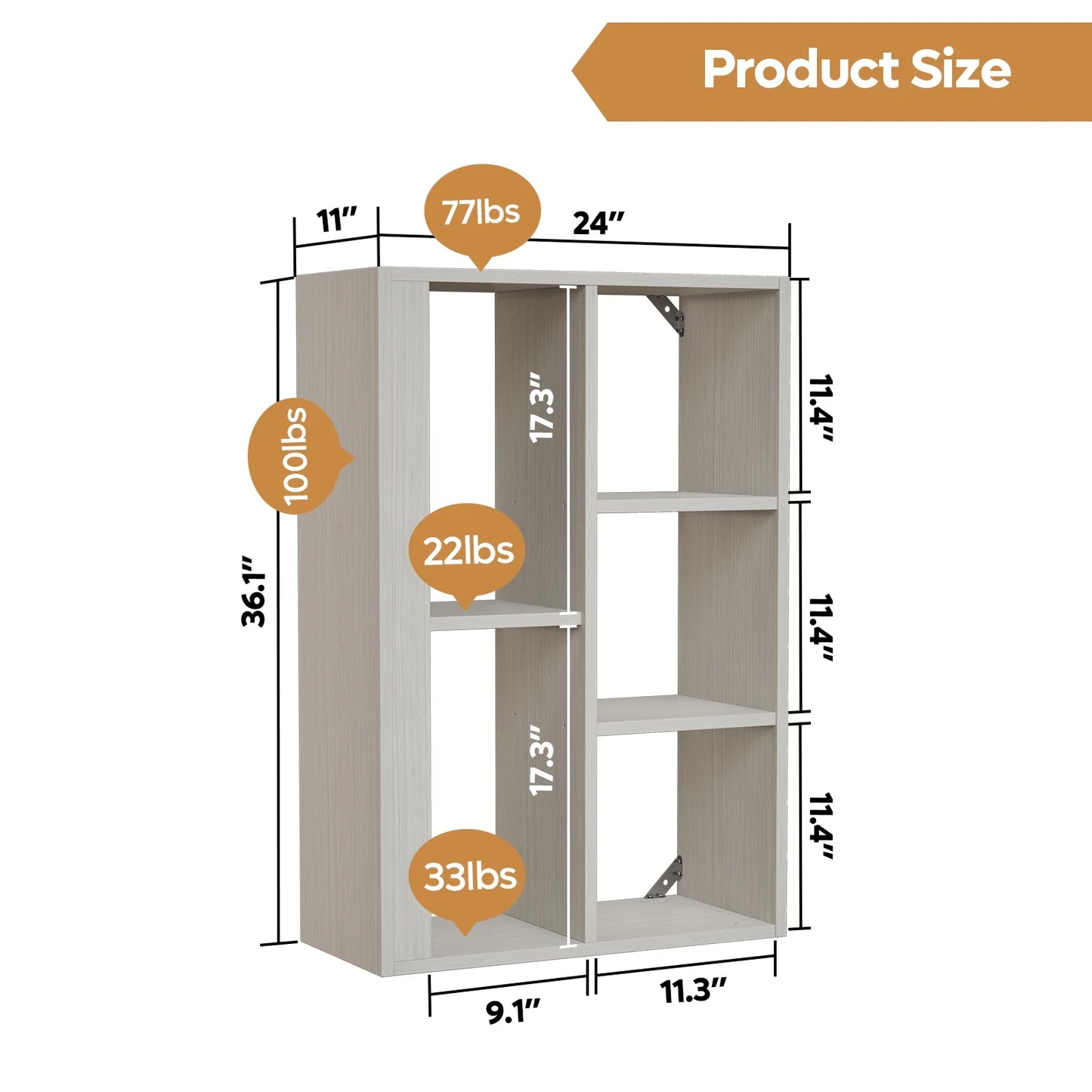 Thasty 5-Cube Reversible Toy Storage Organizer LED Kid's Shelf Multipurpose Bookcase, Gray