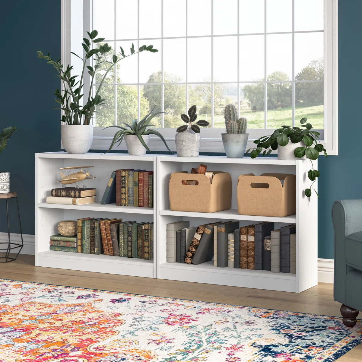 Paulica Small 2 Shelf Bookcase - Set of 2, Storage Bookshelves for Home Office and Living Room