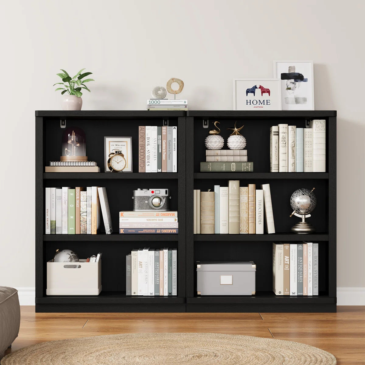 Thasty 42" H x 31" W Standard Bookcase with 3-Tiers Shelf