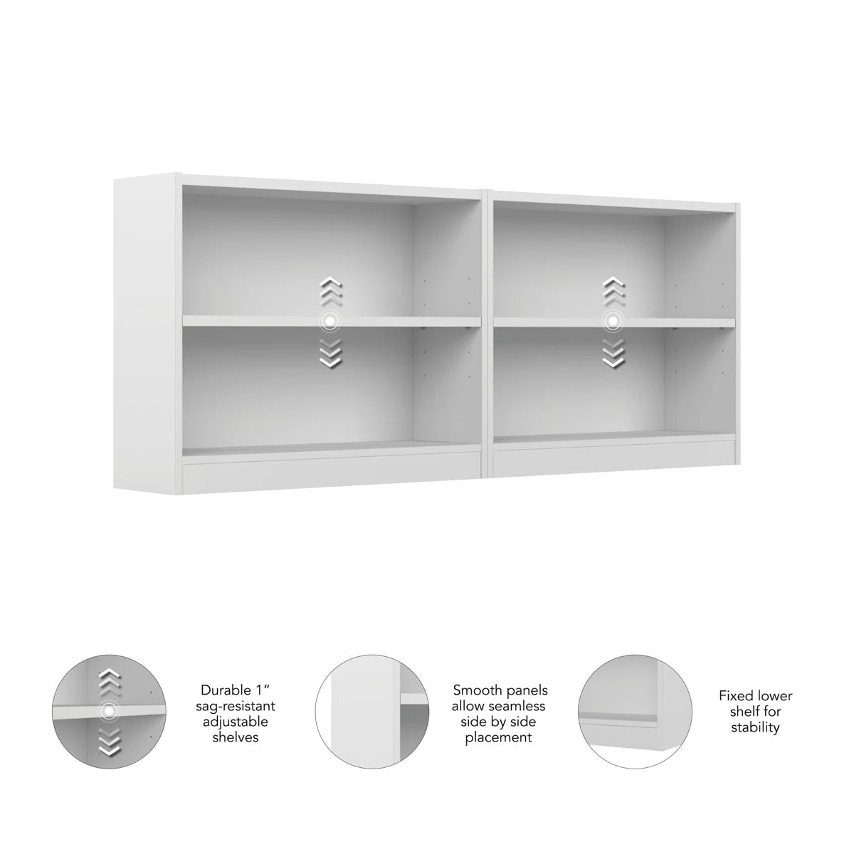 Paulica Small 2 Shelf Bookcase - Set of 2, Storage Bookshelves for Home Office and Living Room