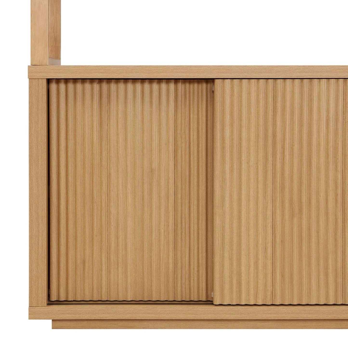 Thasty Fluted 3-Shelf Bookcase with Storage Cabinet by Drew Barrymore, Light Honey Wood Finish
