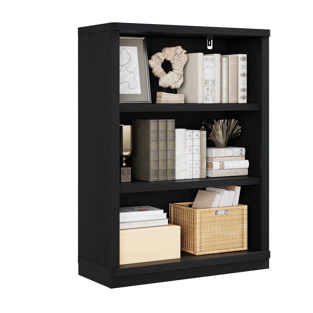 Thasty 42" H x 31" W Standard Bookcase with 3-Tiers Shelf