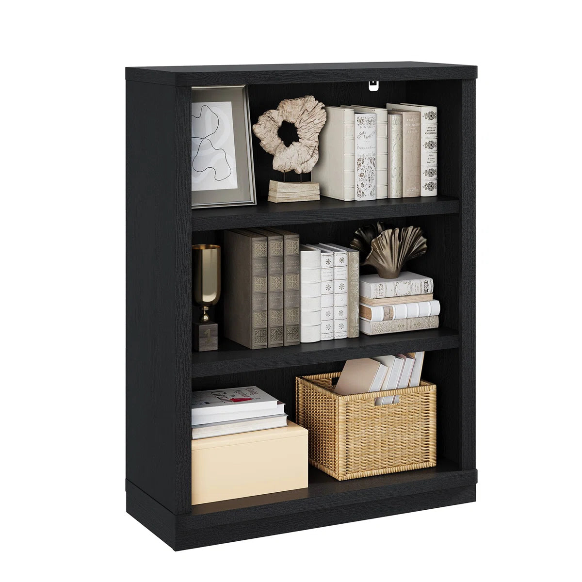 Thasty 42" H x 31" W Standard Bookcase with 3-Tiers Shelf